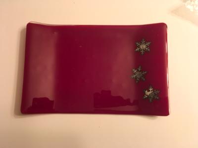 Red tray with gold snowflakes Red tray with gold snowflakes
