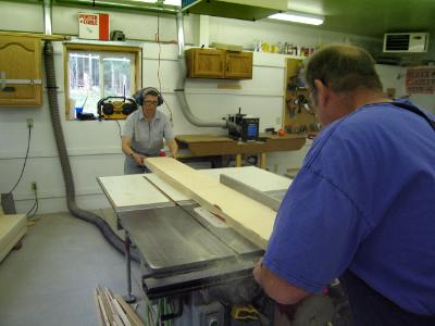 Working in the shop Working in the shop