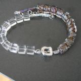 13-110 Sterling, Quartz and Boro Glass Cube Necklace