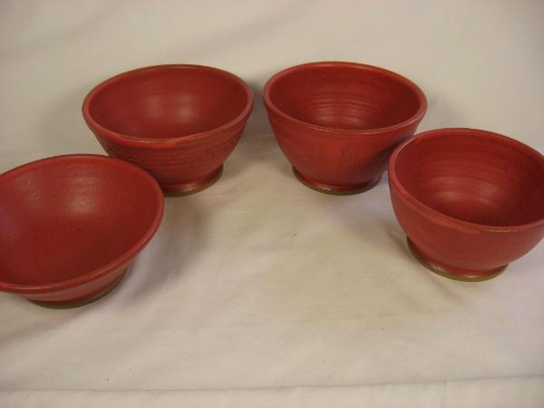 120310.ABDE Four Small Satin Cherry Bowls