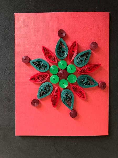 Red Snowflake Quilled Greeting Card 