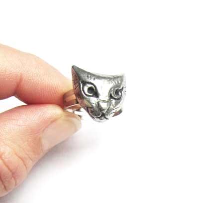 Cat ring adjustable pewter cat ring from an original design