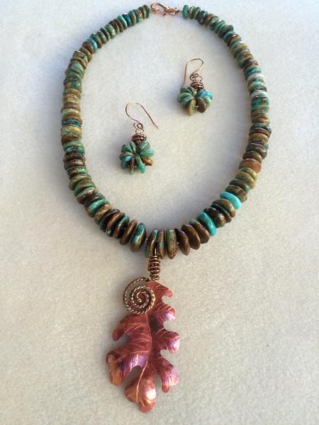 Copper Oak Leaf Necklace Set