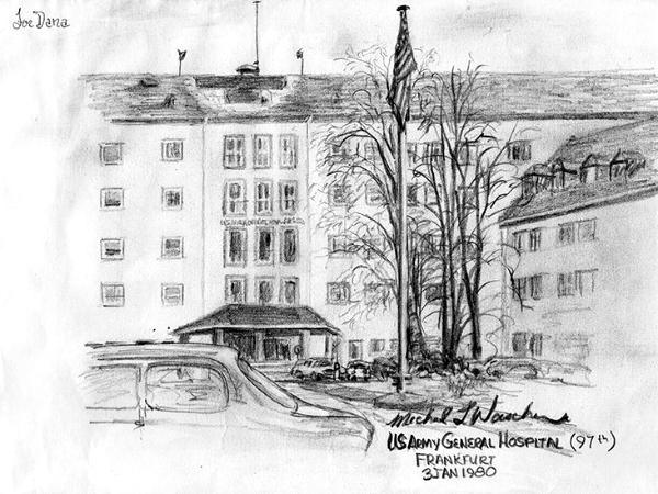 Plein Air Sketch US Army Hospital Frankfurt