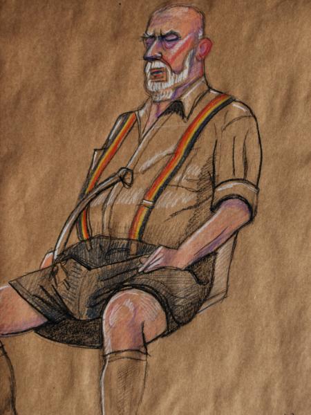 Virgil, Seated, with Suspenders