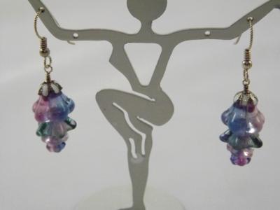 E-14 Purple & Pink Flower Earrings