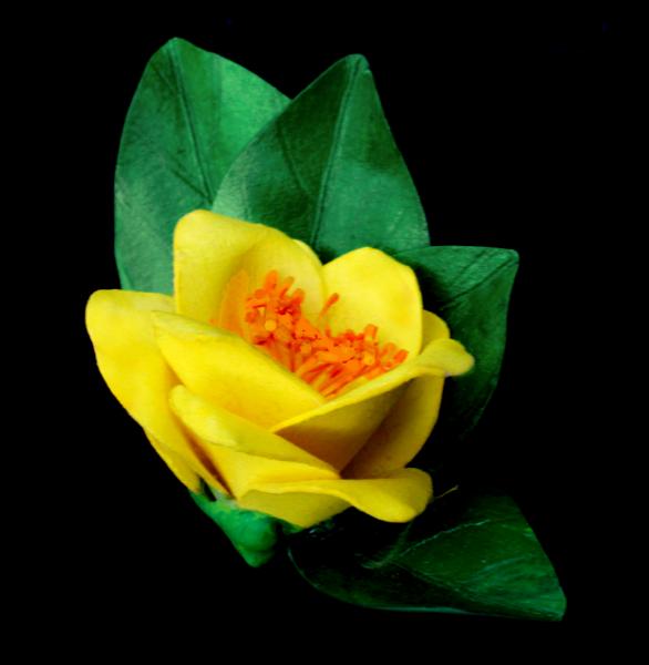 Golden Camellia Chrysantha Flower Pin 
