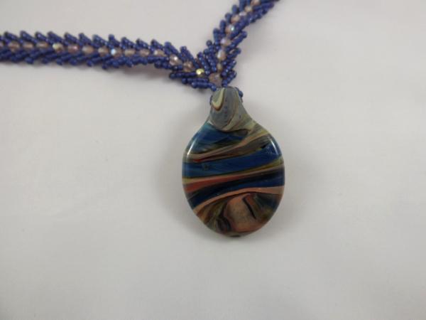 N-68 Slate Blue St. Petersberg Chain Necklace with Lampwork Pendant
