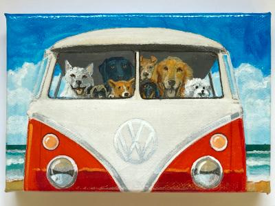 EIGHT DOGS TAKE THE BUS TO THE BEACH EIGHT DOGS TAKE THE BUS TO THE BEACH