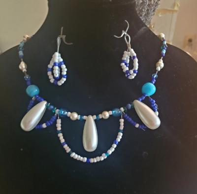 Pearlescent glass and Acrylic with mixed glass and ceramic beads