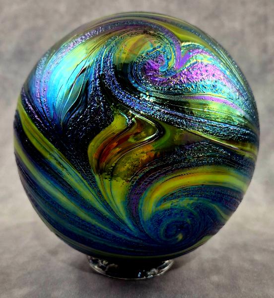 #09012602 Glass Float Starry Night Design 6'' Iridized $80.00