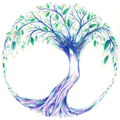 Tree of Life art ~ pigment coloured pencil and ink 6.5 x 6.