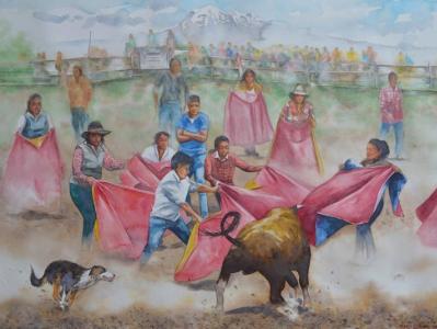 Ecuadorian bullfighting, 76cm x 56cm, 2016 Ecuadorian bullfighting, 76cm x 56cm, 2016