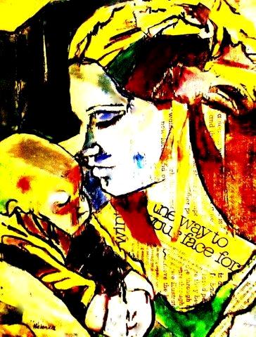 Mother and child Mixed Media