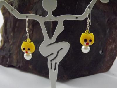 E-81 Yellow Cat Earrings