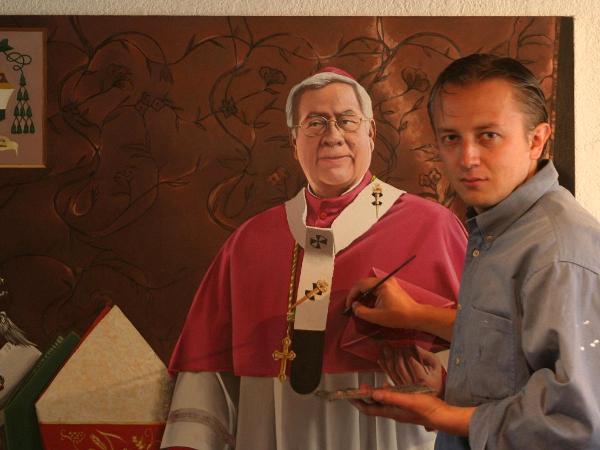 Oil portrait of Archbishop FAUSTO TRAVEZ, 170cm x 100cm, 2013