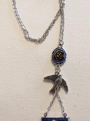 Bird and purse charm  necklace