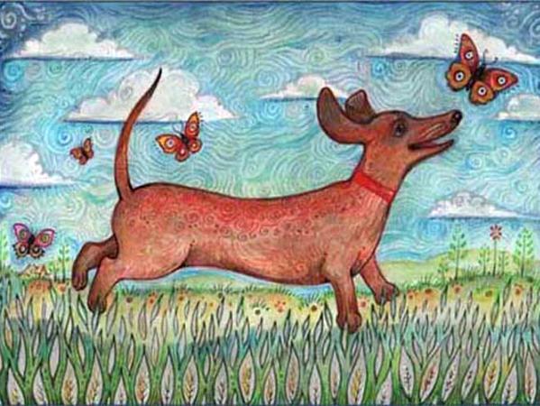 Dachshund dog painting