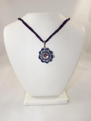 N-79 Swarovski Rivoli Crystal with Purple Silk Ribbon N-79 Swarovski Rivoli Crystal with Purple Silk Ribbon