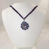 N-79 Swarovski Rivoli Crystal with Purple Silk Ribbon