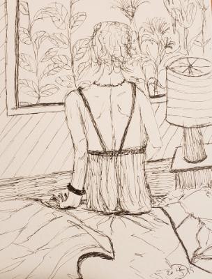 Her garden, at midnight, glitters with refracted starlight as she wonders where her love has strayed. Her garden, at midnight, glitters with refracted starlight as she wonders where her love has strayed.