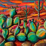 Sonoran Fire in the Sky - Original Acrylic on Gallery Wrap Canvas 36x48 SOLD