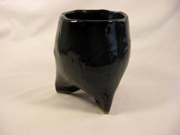 120215.B Handbuilt Utensil Crock with Blue Glaze