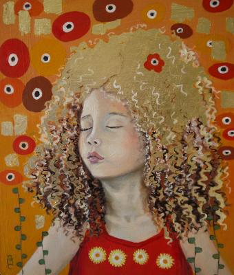 Genevieve, 10x12 ins, oils on panel with gold leaf Genevieve, 10x12 ins, oils on panel with gold leaf