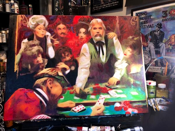 Kenny Rogers the Gambler in oils 