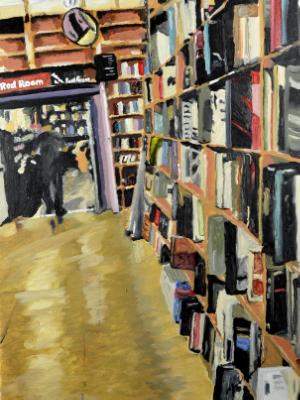 Powells in Portland, OR 18" x 24 " oil on canvas