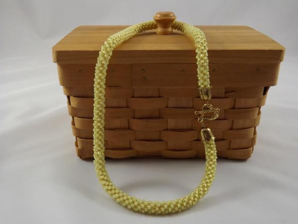 N-73 Pale Yellow Crocheted Rope Necklace