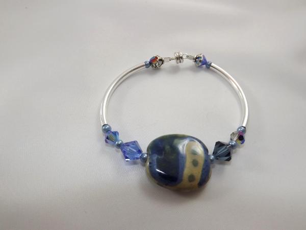 B-103 blue Kazuri bead bracelet