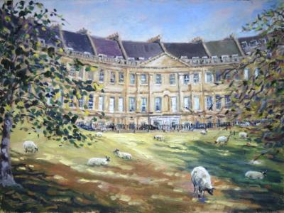 Lansdown Crescent, 16 x 12 ins, oils