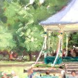 OTG4 The Bandstand and cafe, 7x5 ins, oils.