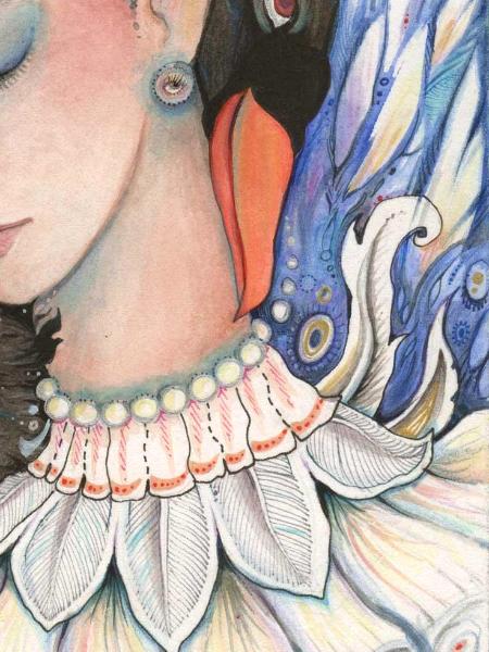 Leda and the Swan original painting by Liza Paizis