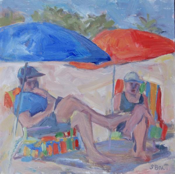 Beach people 8 x 8"