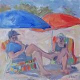 Beach people 8 x 8"