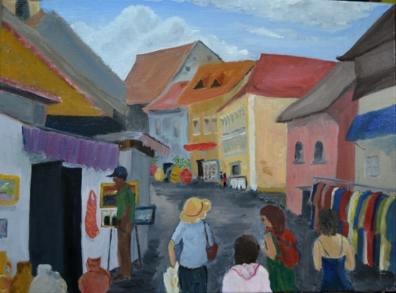 Tourist Street Shopping, 12"X16" (available) Tourist Street Shopping, 12"X16" (available)
