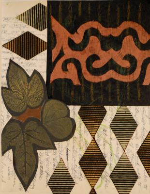 Collage With Leaves and Stripes