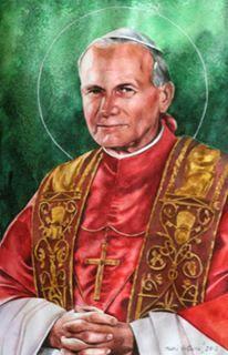 Watercolor portrait of Pope JOHN PAUL II, 80cm x 60cm, 2013