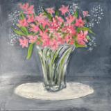 Alstroemeria in swirl-glass vase (Lily of the Incas)