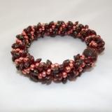 B-43 deep red & pearly coral spikey bracelet