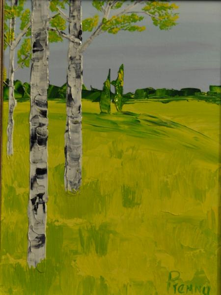 Birches 9 x 12 Acrylic on Canvas board Embellished prints available 