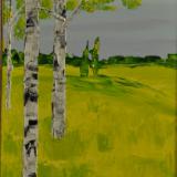 Birches 9 x 12 Acrylic on Canvas board Embellished prints available 