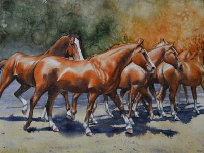 Dance of horses 1, 38cm x 56cm, 2020 Dance of horses 1, 38cm x 56cm, 2020