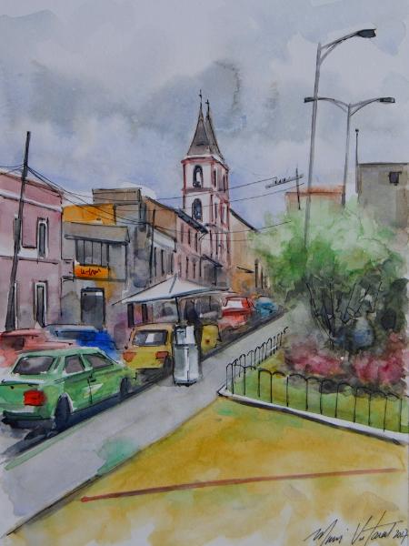 Plein air view of San Antonio de Ibarra, 35cm x 25cm, 2017