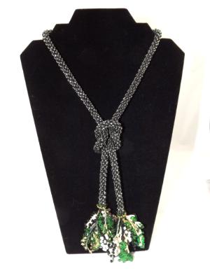 N-12 Midnight Black Crocheted Tassel Rope Necklace N-12 Midnight Black Crocheted Tassel Rope Necklace