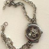 Repurposed Watch Locket Bracelet (heart key and pearl)