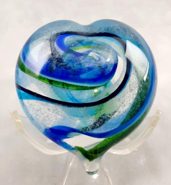 #10242513 Heart solid Glass Glow in Dark 3.18'' X 3.25''  $85.00