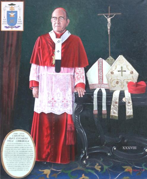 Oil portrait of Cardinal RAUL VELA, 196cm x 126cm, 2014